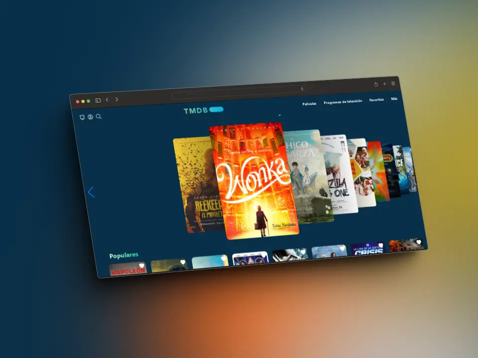 Vista de escritorio del explorador de películas