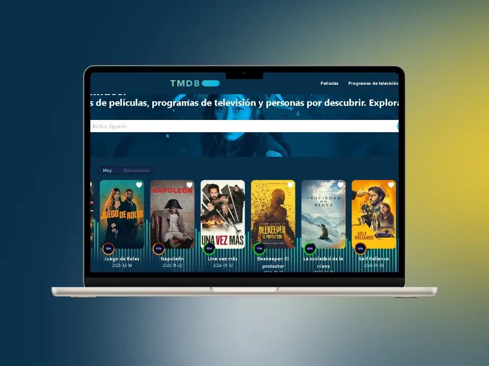 Catálogo de películas en una computadora portátil